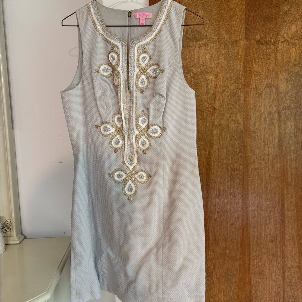 Lilly Pulitzer Light Gray Embroidered Dress
